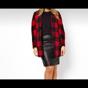 Asos Curve Buffalo plaid coat